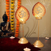 2 Pcs Om Shape tea Light Holder Stand, Candles Wedding Gift,Pooja Decor Gift, Festival Gift,Gift For Her, Return Gift,Party Favor Gift Ideas